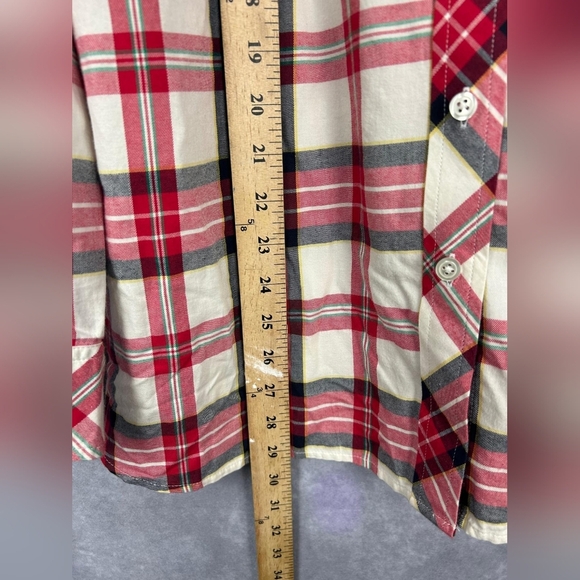 Talbots Red Multi Shimmer Plaid  Long Sleeve Button Down Shirt Size 2X - Picture 8 of 9
